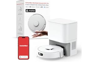 SwitchBot K10+ Pro Robot Vacuum Self Emptying for 90 Days Hands-Free, Super Quiet Mini Robotic Vacuum with Powerful Suction, Anti-Hair-Tangle, Works with Alexa/Siri/Matter(Hub 2 Required), 2.4Ghz WiFi