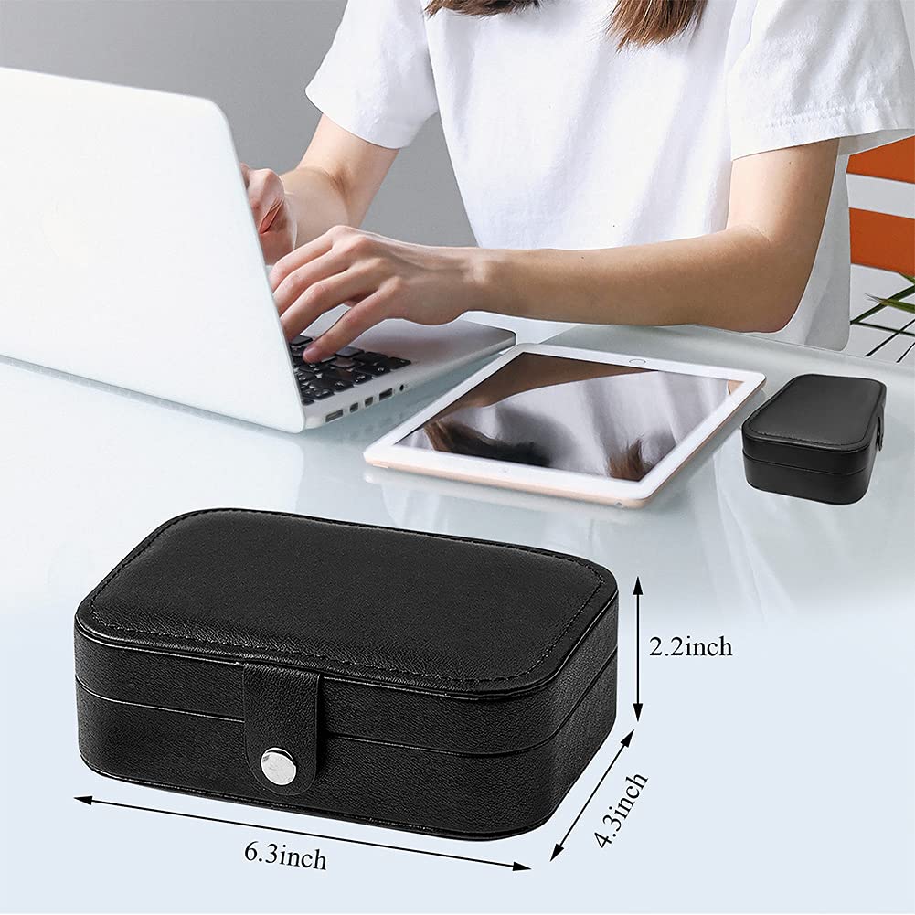 Hatori Travel Jewelry Box, PU Leather Small Jewelry Organizer for Women Girls, Portable Mini Travel Case Display Storage Holder Boxes for Stud Earrings, Rings, Necklaces, Bracelets.