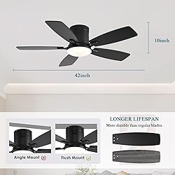 Ayaoty Ceiling Fans with Lights, 42 inch Low