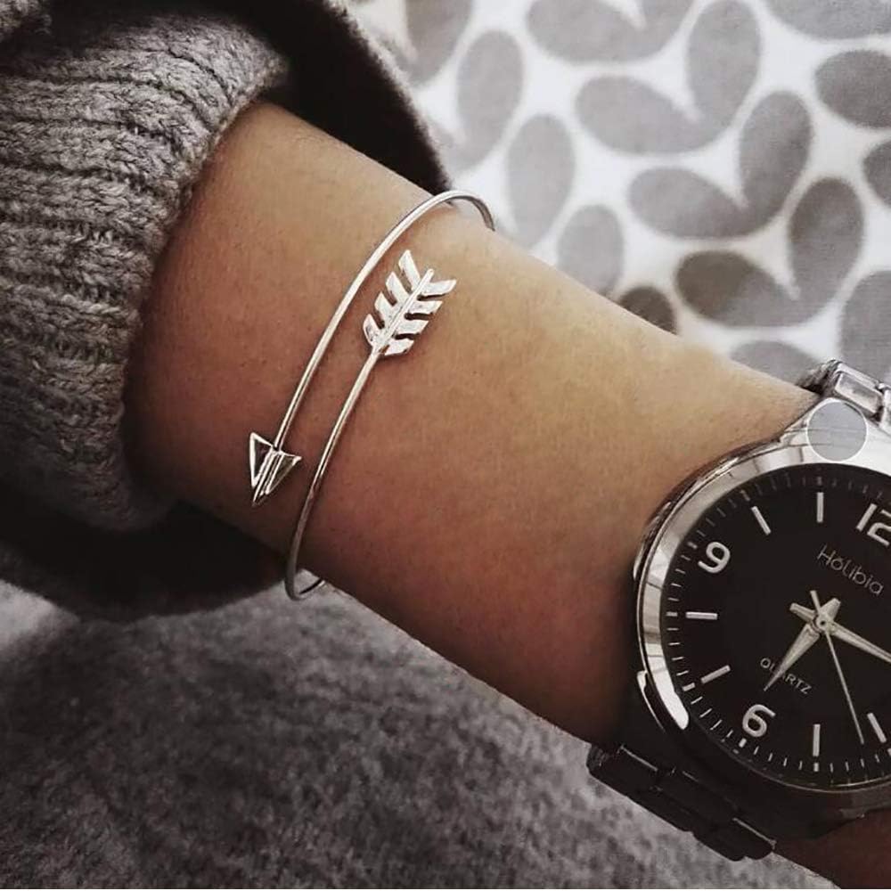 Suyi 4Pcs Adjustable Cuff Bracelet Open Wire Bangle Stackable Wrap Bracelet Set for Women Silver, 2.6" - Image 5