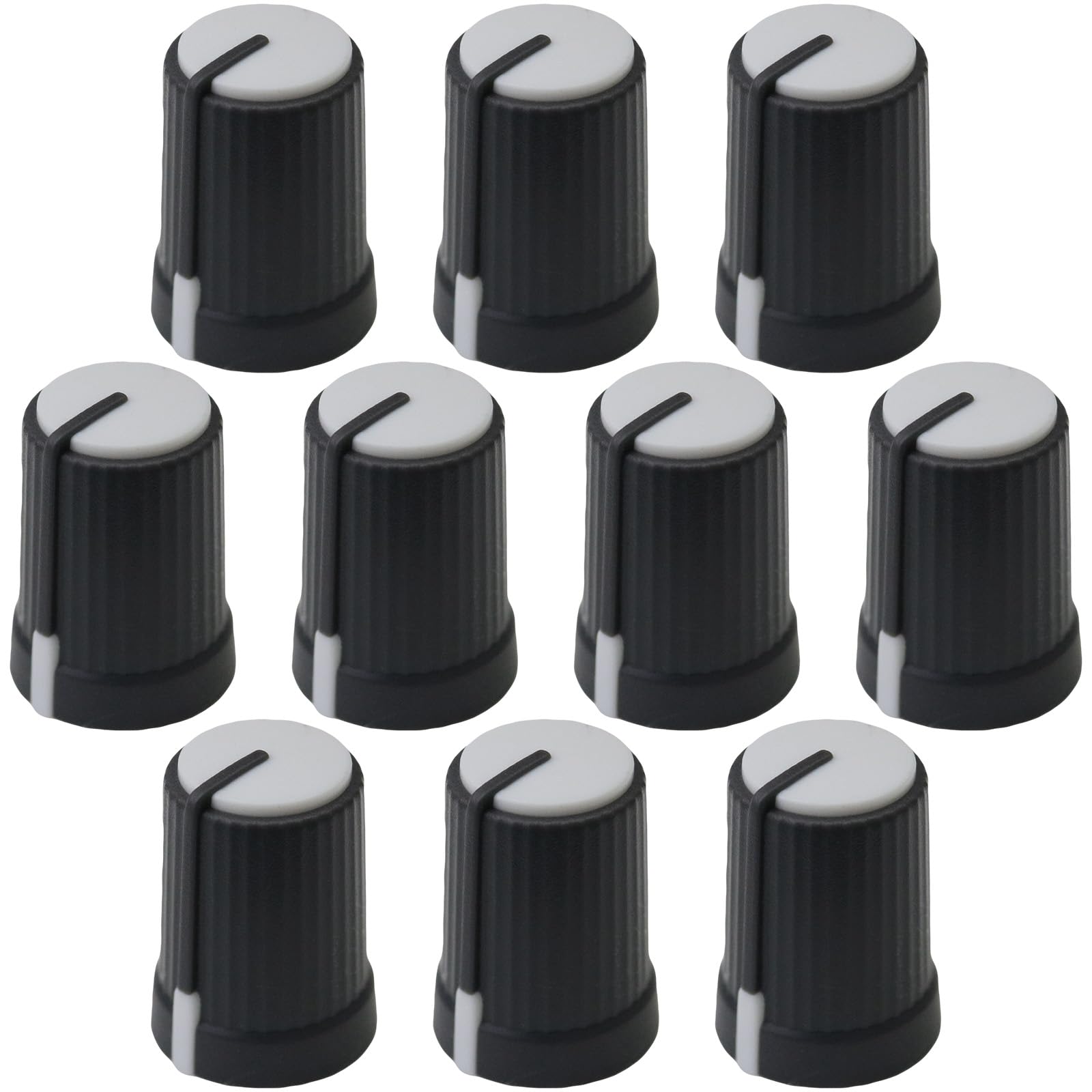 6m D-Shaft Hole Grey Body Colour Cap Mixer Control Knobs Pack of 10 (White/Dark Grey)