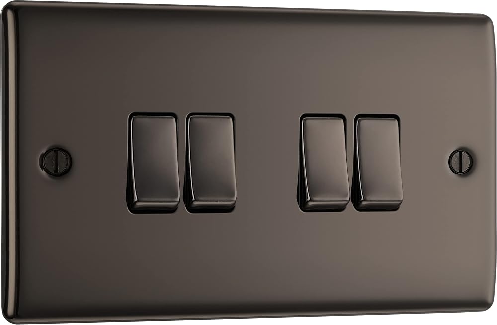 BG Nexus Metal Black Nickel 20A 16AX Quadruple Switch 2 Way