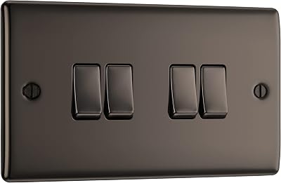 BG Nexus Metal Black Nickel 20A 16AX Quadruple Switch 2 Way