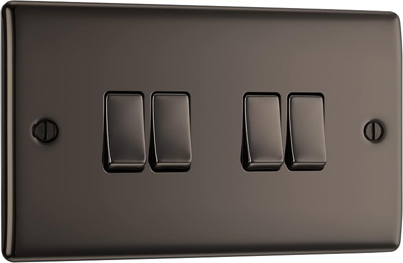 BG Nexus Metal Black Nickel 20A 16AX Quadruple Switch 2 Way