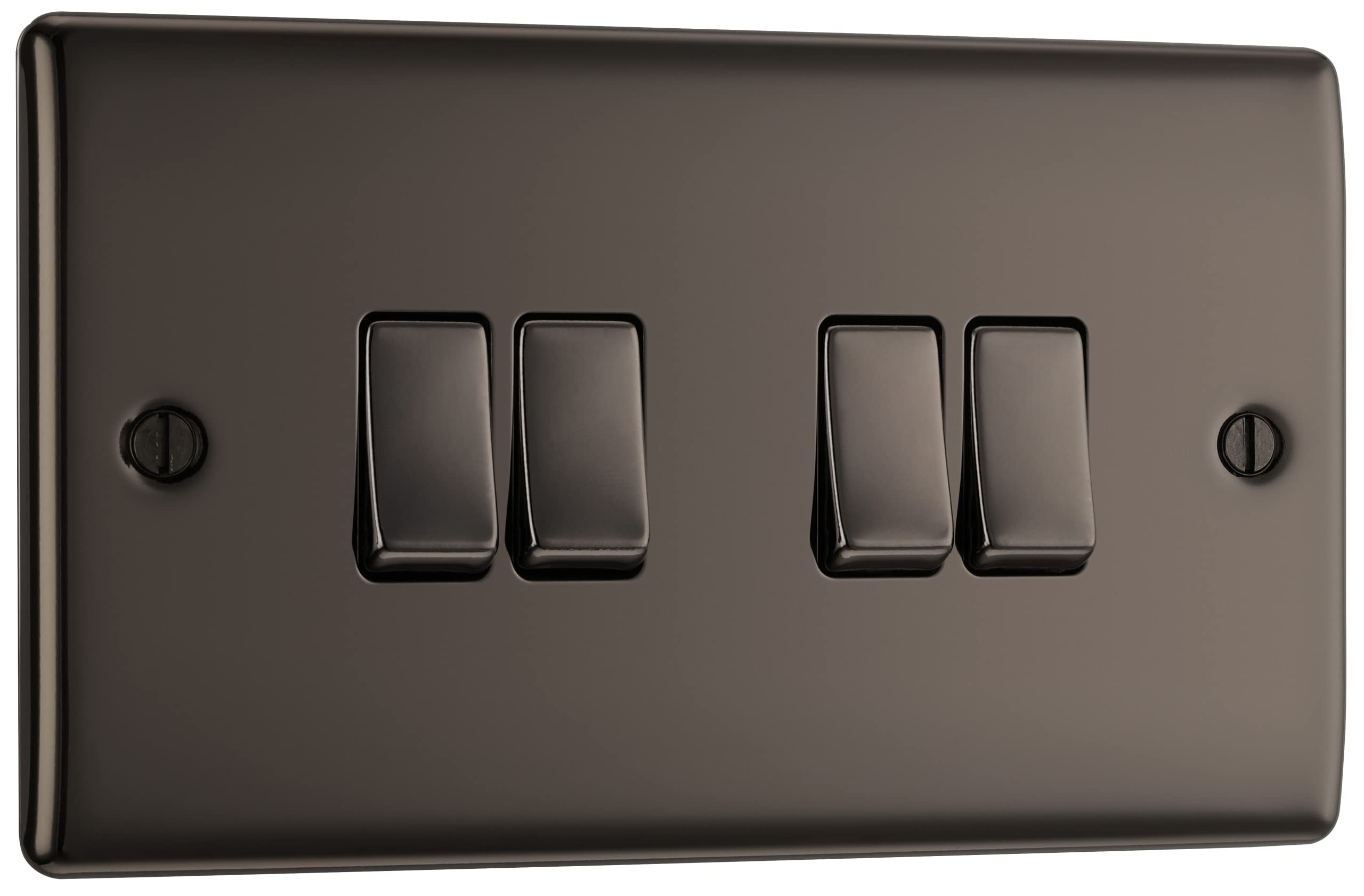 BG Nexus Metal Black Nickel, 20A 16AX Quadruple Switch, 2 Way