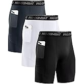 Niksa 1/2 Pack Mens Compression Shorts with Pocket, Performance Spandex Athletic Sports Workout Running Underwear Shorts