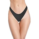 SHEKINI Women's U Cut Bikini Bottom High Cut Leg Brazilian Swim Bottom Low Rise Bottom