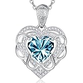 HeartMelody Heart Necklaces for Women Mom 18K/14K Gold/Rose/White Gold Necklace with Love Heart Birthstone Pendant Womens Jewelry Fashion Wedding Anniversary Birthday Gifts for Wife Her