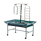 PawHut D10-006 53” Bird Play Stand Parrot Pet Gym Perch with Wheel Bowl Ladder Swing, Green