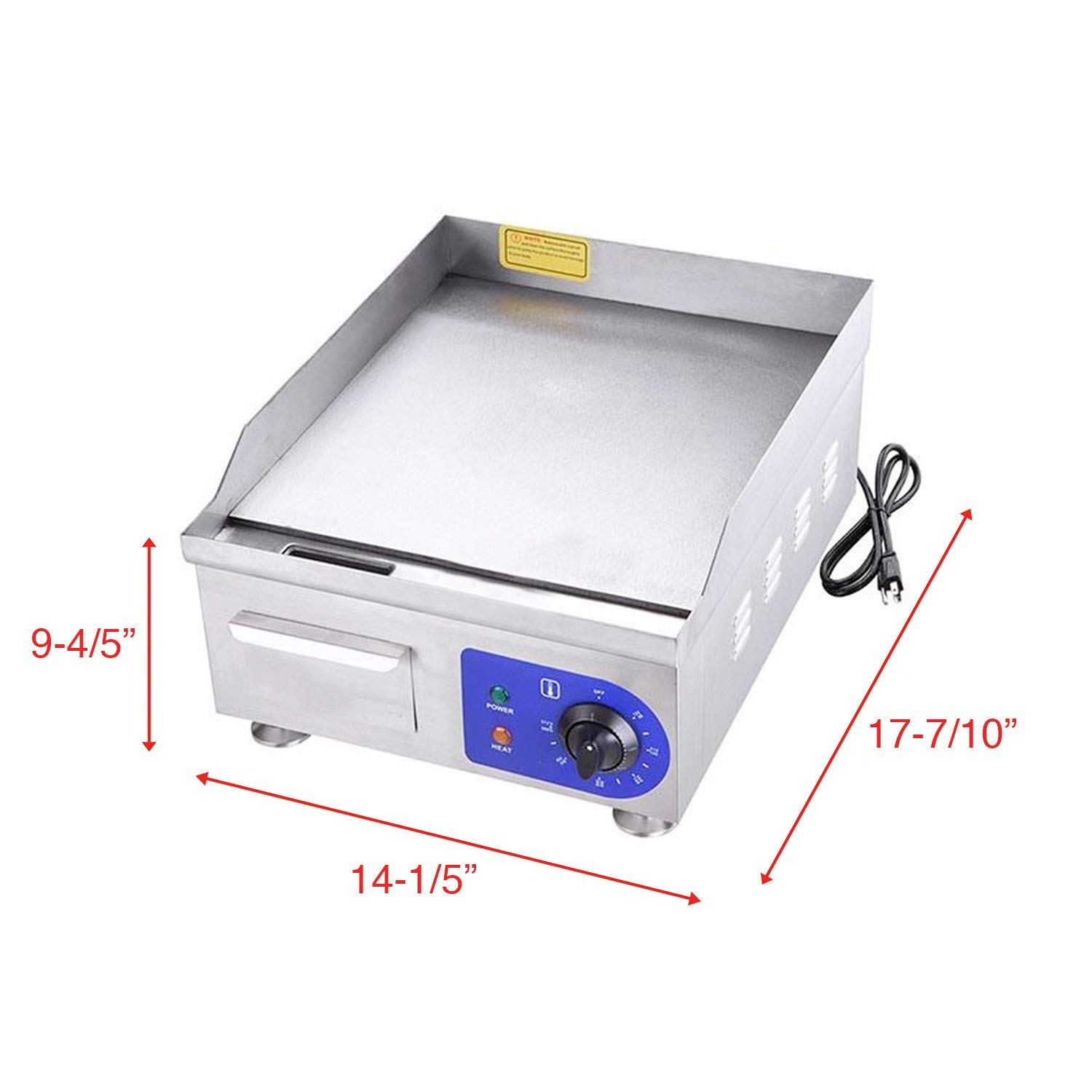 Amazon.com: Koval Inc. 15" 1500W Food Electric Griddle Countertop Grill  Commercial (15" 1500W, Stainless Steel): Kitchen & Dining