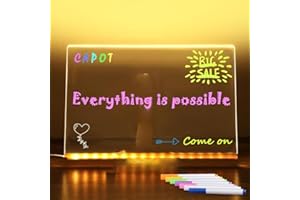 7-Color LED Drawing Board for Adults, Light Up Doodle Board with Stand, 4 Lighting Modes, Magic Drawing Tablet with 2 Triangu