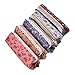 eBoot 7 Inch Flower Pattern Zipper Canvas Pen Pencil Case Stationery Pouch Bag Case Cosmetic Bags, Set of 5
