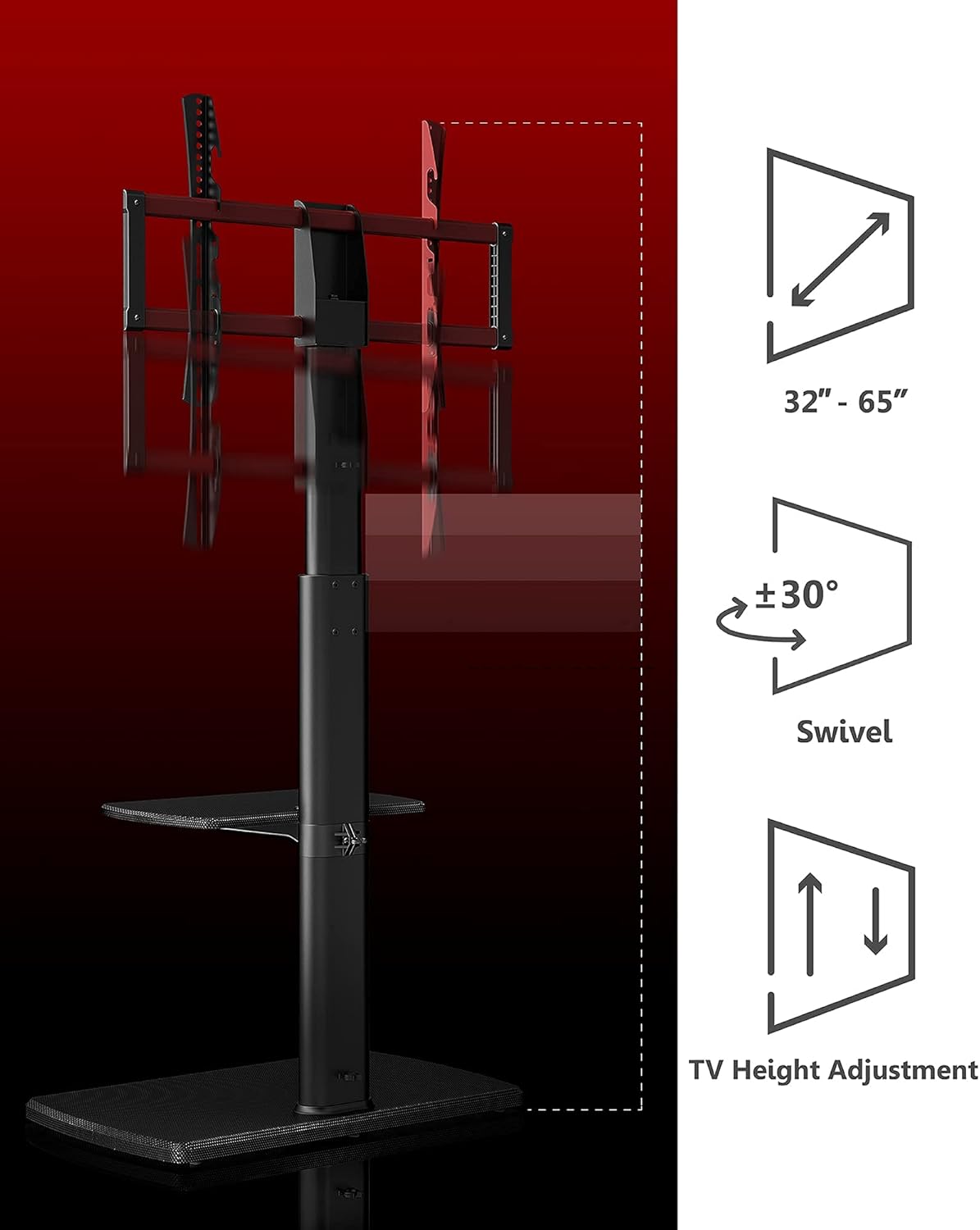 FITUEYES Floor TV Stand with Wood Base for 32-65 inch TVs, Modern Corner TV Stands for Bedroom, Height Adjustable Universal Swivel TV Mountoom: Furniture & Decor