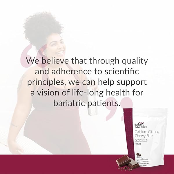 BARIATRIC ADVANTAGE CALCIUM CITRATE CHEWY BITES 500 MG – HIGHLY ABSORBABLE & DIGESTIBLE – VITAMIN D3 – EASILY CHEWABLE CALCIUM SUPPLEMENT – CHOCOLATE FLAVOR – 90 COUNT
