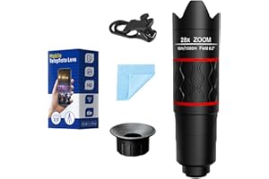 YOURELEXIT 28X Telephoto Lens for iPhone Android Phones, 2-in-1 Mobile Phone Camera Lens Kit with Universal Clip, HD Magnifier for Smartphone Photography - Compatible with All Smartphones