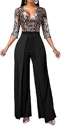 Yiershu Jumpsuits for Women Elegant Sparkly V-Neck