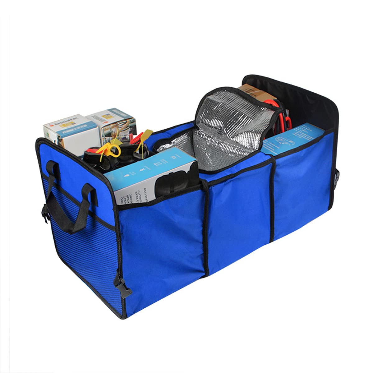 Photo 1 of 8sanlione Trunk Organizer, Large Capacity Cargo Storage with Insulation Cooler, Foldable for Cars, Vehicles, SUVs, Trucks, Automotive Interior Organizer (Blue)