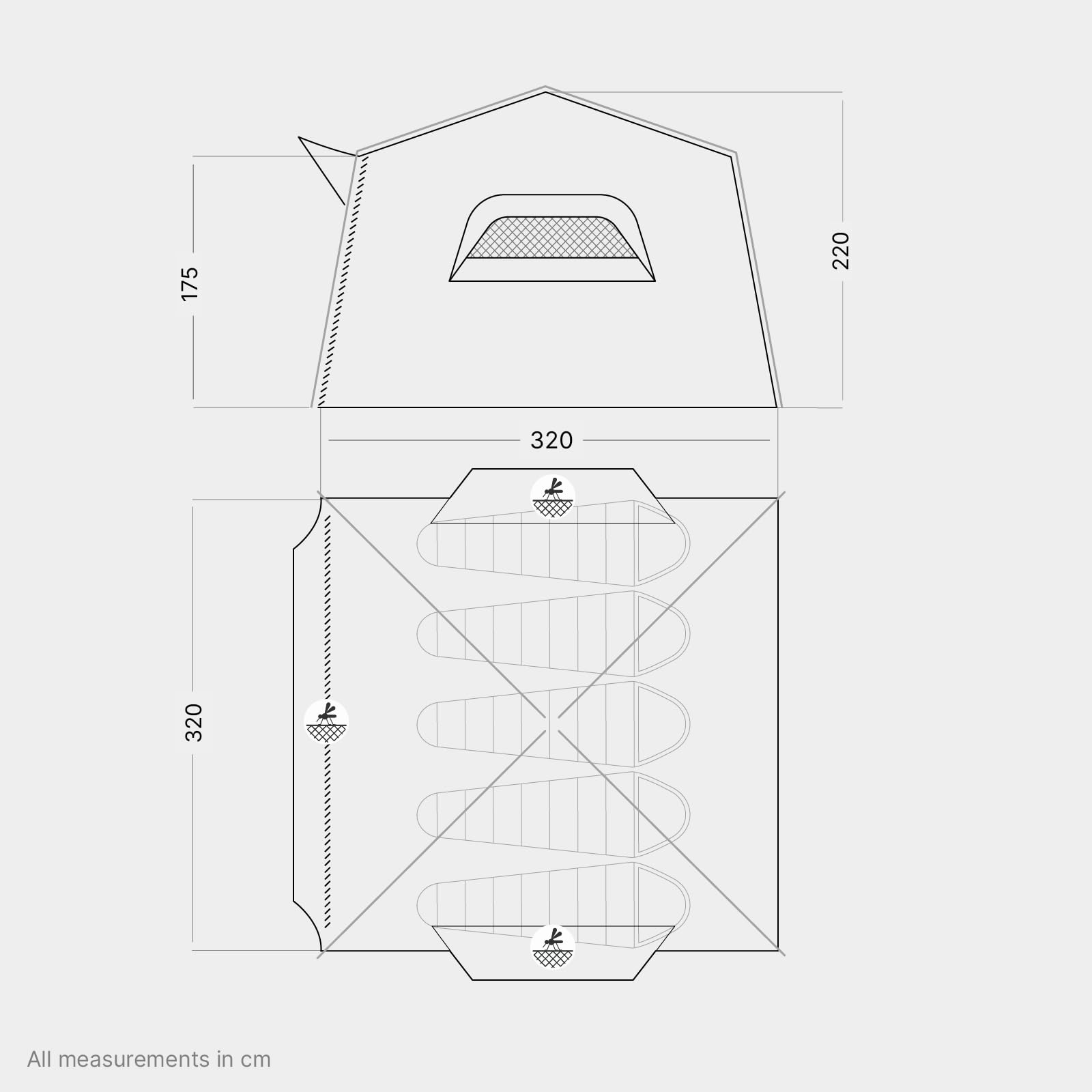 qeedo Quick Villa L, Familienzelt 5 Personen, Sekundenzelt mit Stehhöhe - Stoneblue 2