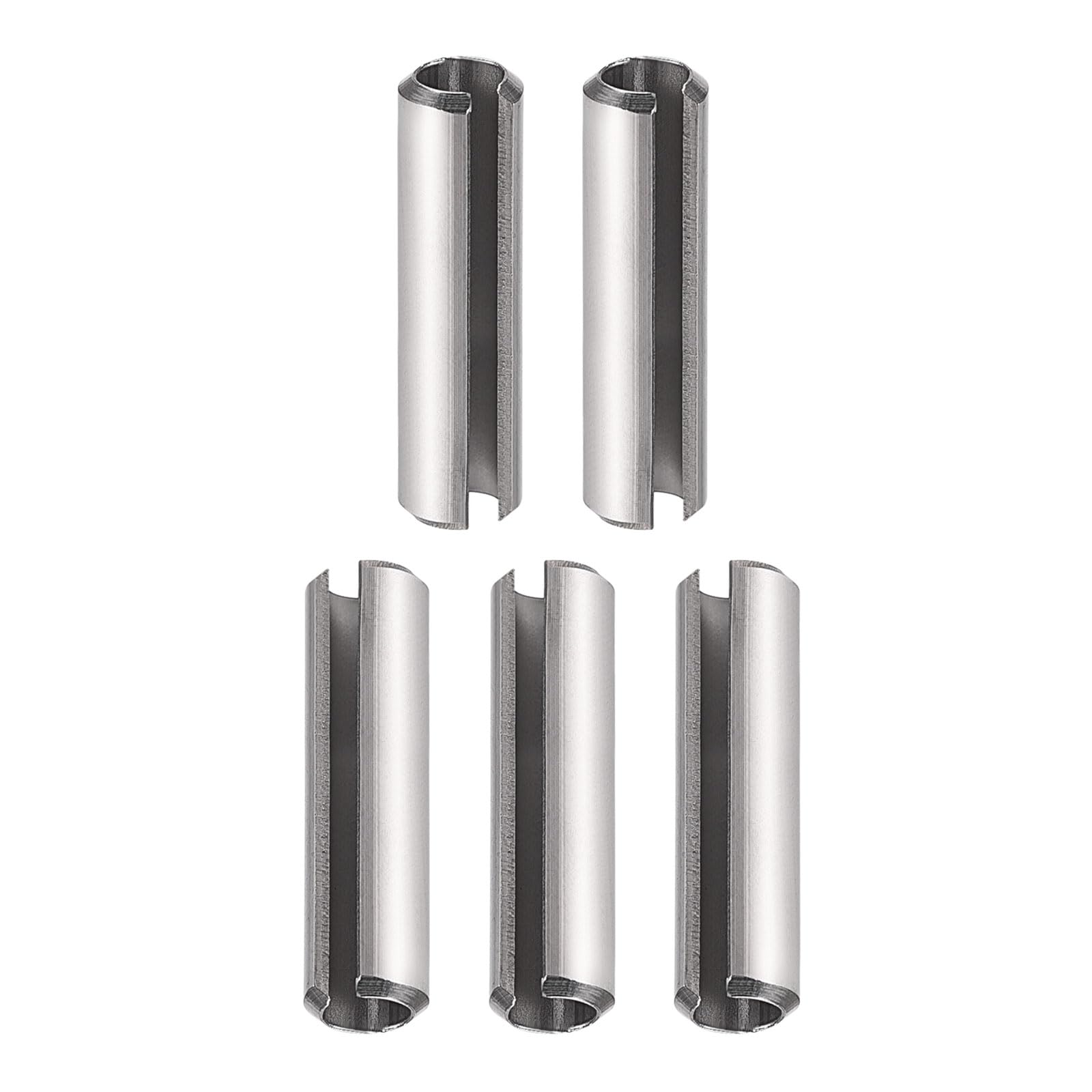 DTGN 6mmx50mm(DxL) Slotted Spring Pin - 5Pack - Good for Home Machine Fastener - 304 Stainless Steel Spring Dowel Tension Roll Pin - Silver