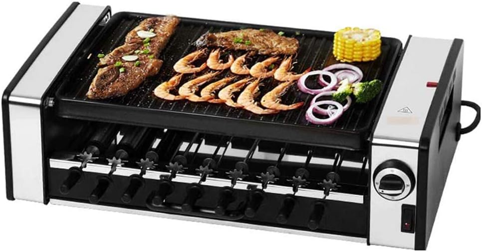 review BOYZ Electric Grill BBQ Double Layer Frying Grill Function, with Adjustable Thermostat Can accommodate 5 to 6 People Easy Clean Non-Stick Griddle - 1250W (Smokefree Grill)