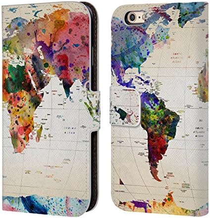 Official Mark Ashkenazi Map Of The World Pop Culture Leather Book Wallet Case Cover For Apple iPhone 6 / 6s