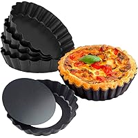 MEICHU 4 Inch Tart Pan Set of 6 Nonstick Mini Tart Pan with Removable Bottom - Perfect for Quiche, Desserts, and Cakes - Roun