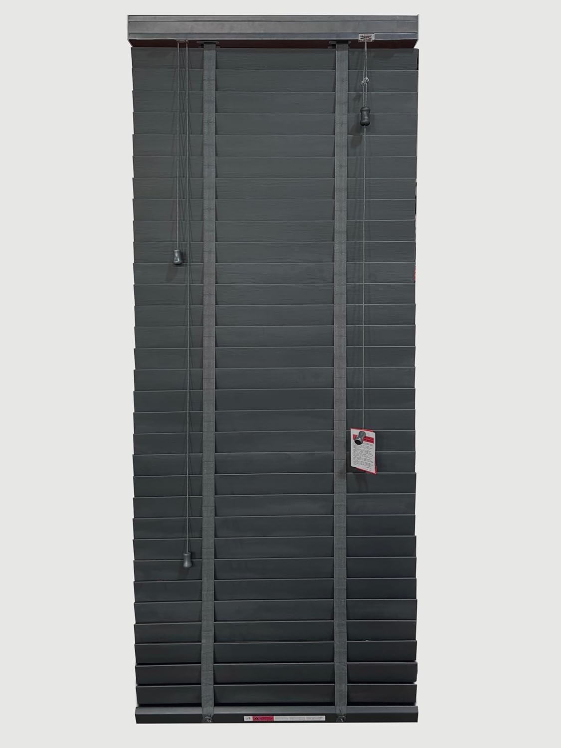 Faux wood wooden Grain PVC Window Venetian Blind/Blinds - Easy Fit Child Safe Trimmable Shutters, 50MM Slats Matching Facia (Dark Grey, Width: 45cm / Length 150cm)