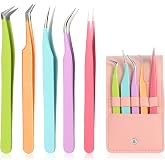 5pcs Eyelash Extension Tweezers High Precision，Straight and Curved Volume Lash Tweezers for Extensions，lash tweezers for eyelash extensions， Crafting， Girls Women Beginners