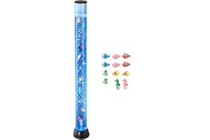 Uargd 4 ft Sensory Bubble Tube Lamp with Floating Fish, 16 Color Options, Remote Control, and Calming Light for Home Decorati