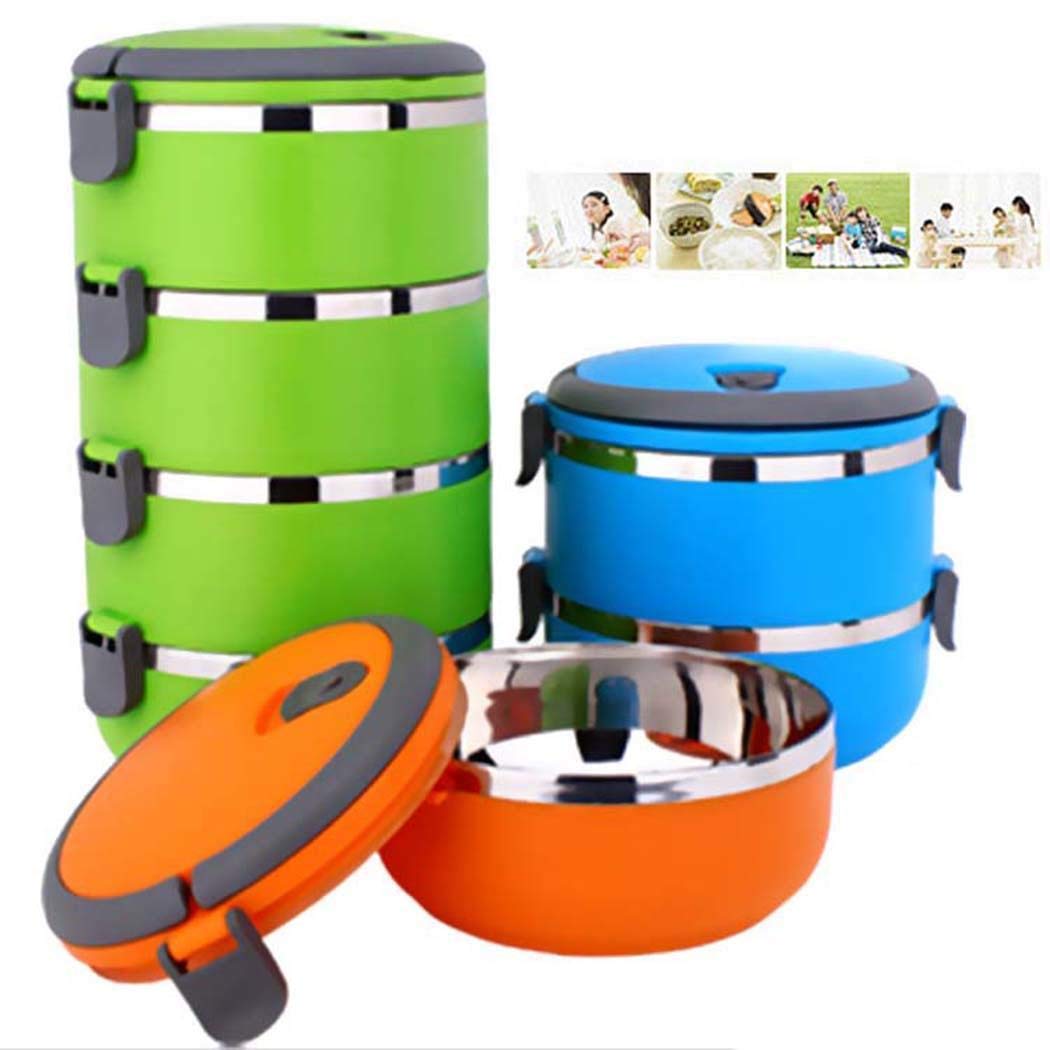 Amiubo Caja de almacenamiento portátil de la comida de la fiambrera de Themral de los envases del almuerzo del acero inoxidable Almacenamiento de alimentos