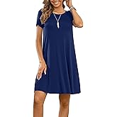 DUSDIMON Women's Summer Casual Tshirt Dresses Short Sleeve Cover ups Beach Loose Dress