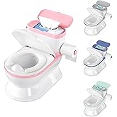 CheerTry 2-in-1 Toddler Potty Training Toilet - Larger Potty Chair & Detachable Training Seat for Boys & Girls Ages 1-3 with Flushing Sound, Wipes Storage, Toilet Paper Holder - Pink