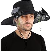 Hat with Fans Solar Power Cooling Hat with Fan Fishing Hat for Men Wide Brim Effective Sun Protection for Men Women Fishing Hiking Outdoors Uv Protection Breathable Black