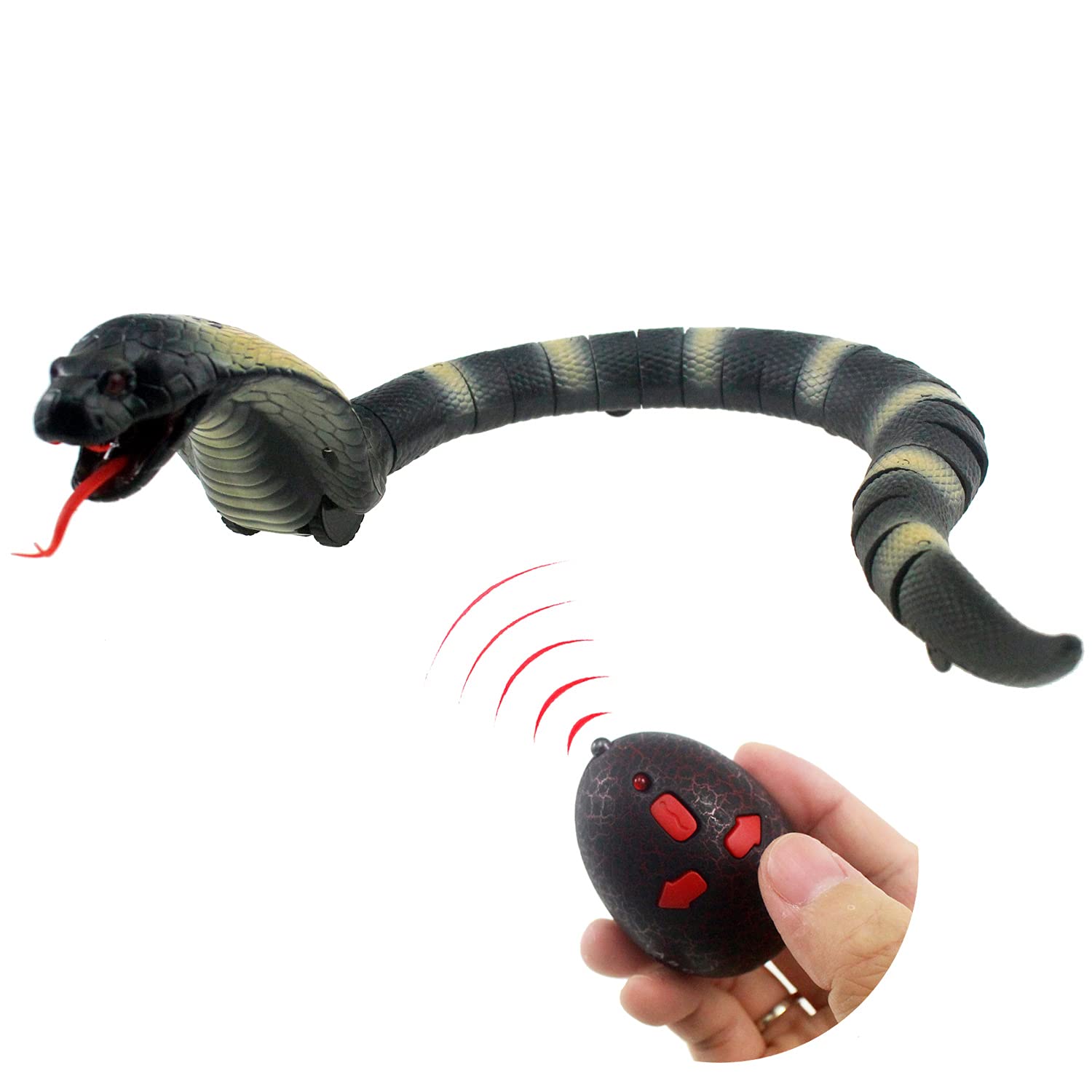 Escomdp RC Snake Infrared Remote Control Cobra Naja Animal Car Vehicle Prank Scary Toy Realistic Kids Birthday (Grey)