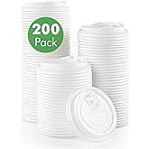 ECOLipak 100% Compostable Coffee Cup Lids 200 Count，3.54 inch Disposable CPLA Cup Lid Suitable for 10 oz, 12 oz, 16 oz, and 20 oz Paper Cups, White