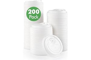ECOLipak 100% Compostable Coffee Cup Lids 200 Count，3.54 inch Disposable CPLA Cup Lid Suitable for 10 oz, 12 oz, 16 oz, and 20 oz Paper Cups, White