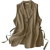 MINTLIMIT Women's Linen Vest Casual Sleeveless Blazers Lightweight Cotton Cardigan Spring Summer Jacket Waistcoat