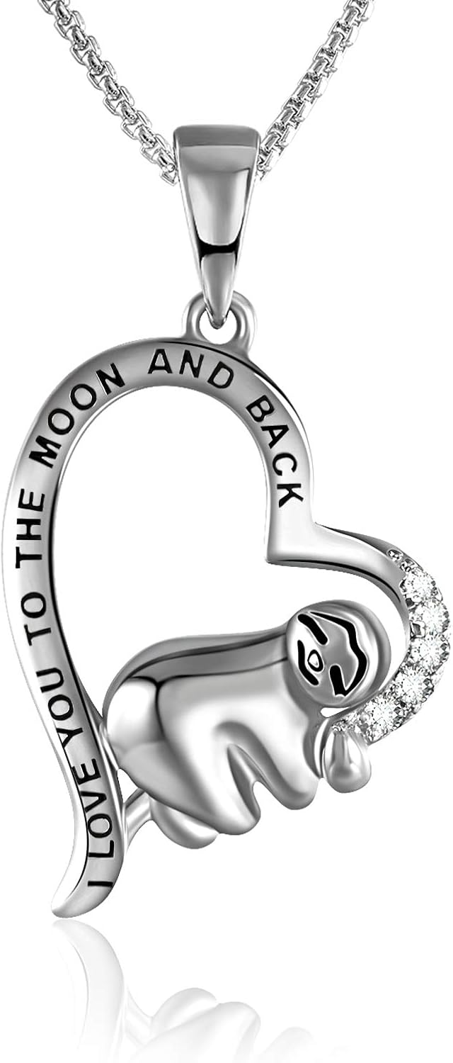 Grecia White Gold Plated Sloth Necklace 