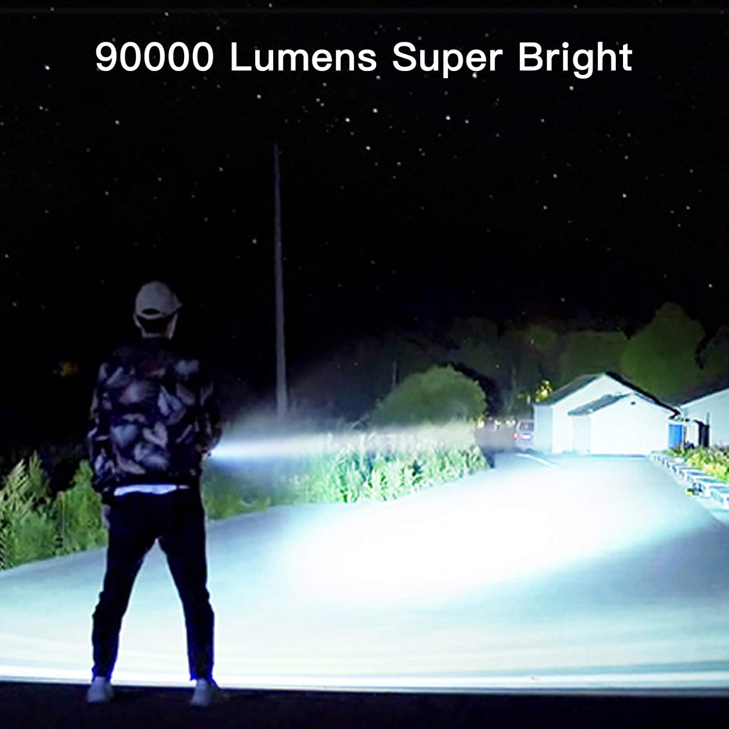 Rechargeable Led Flashlight High Lumens, 90000 High Lumens Tactical Flashlights, P70.2 LED Super Bright Flashlight with 26650 Batteries& USB, Zoomable, 3 Modes, Waterproof Flashlight for Emergencies - - 