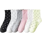 Flerivva Women Ruffle Crew Socks Cute Frilly Lettuce Turn-Cuff Calf Dress Sock 6 Pack