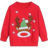 DDSOL Toddler Little Girl Christmas Sweatshirt Kid Ugly Santa Claus Reindeer Tree Shirt Xmas Long Sleeve Tee Top Clothes