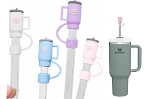 DYMSUP 4PCS Straw Covers Cap for Stanley Cup, 10mm Silicone Straw Topper for Stanley Cup Straws Smoothie Straws 30oz Stanley Tumbler Straws Stanley Cup Accessories (10mm_B)