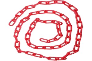 Boxonly Plastic Chain Barriers Link Warning Safety Barrier Parking Space Plastic Chains for Decorative Garden Fence 10mx6mm Red