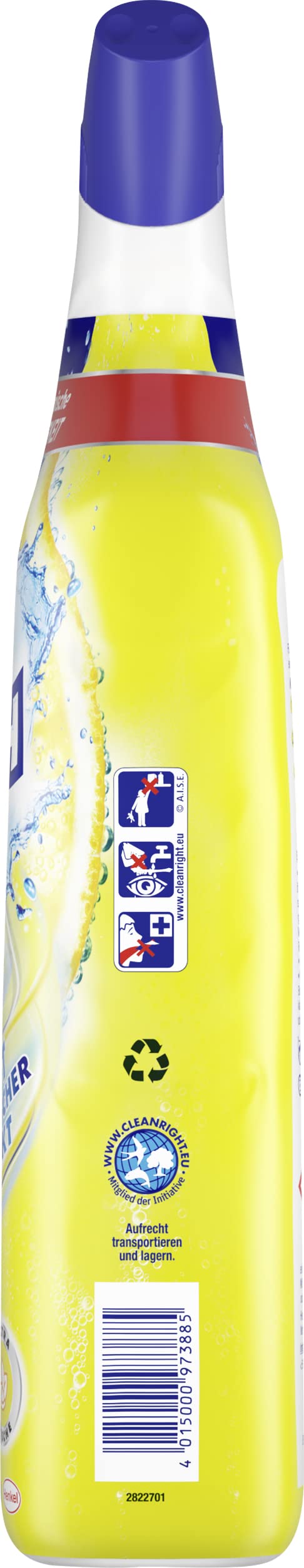 WC-Frisch WC Reiniger Gel Lemon (750 ml), WC Reiniger mit Lufterfrischer-Effekt, Toilettenreiniger sorgt für hygienische Frische, mit 4-fach Aktivstoff-Kombination 10