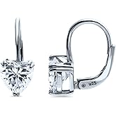 BERRICLE Sterling Silver CZ Solitaire Cubic Zirconia Leverback Drop Dangle Earrings for Women, Asscher/Bezel/Cushion/Emerald/Princess Cut, 1.2-4 Carat, Rose Gold/Yellow Gold/Rhodium Plated