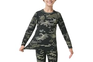 MEETYOO Youth Boys Compression Thermal Shirt Long Sleeve Fleece Undershirt Football Baseball Soccer Base Layer Top for Ski