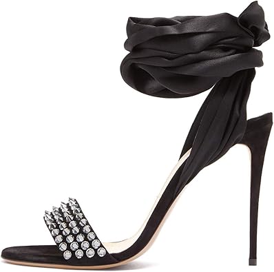 leather high heeled strappy sandals