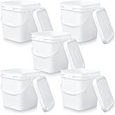 Mumufy 5 Pcs 3.5 Gallon Square Food Grade Bucket with Lid, White | Square Bucket Pail Plastic with Handles, Long Term Food Storage, Camping, Fishing, Home Organization, Easy Stack and Store