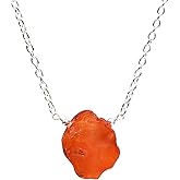 Gempires Raw Carnelian Pendant Necklace for Women | Natural Orange Crystal Jewelry | July Birthstone Gift | Hypoallergenic Silver Plated Minimalist Handmade Necklace | 18 Inch Chain