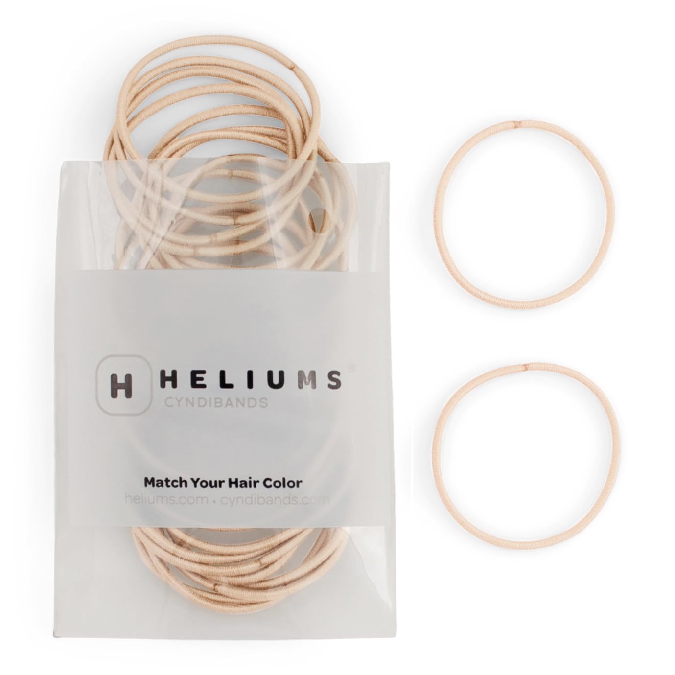 Heliums Thin Hair Bands - Beige Blonde - 2mm Hair Elastics for Fine Hair, 40 Count, 4.5cm Diameter, Medium Hold Hair Bobbles — image 1